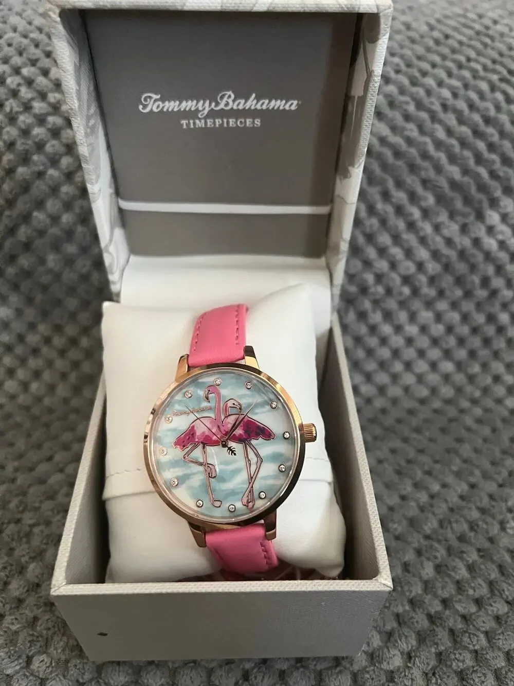 Tommy Bahama Women's Tropical Flamingo Quartz Watch Swarovski Crystals NIB